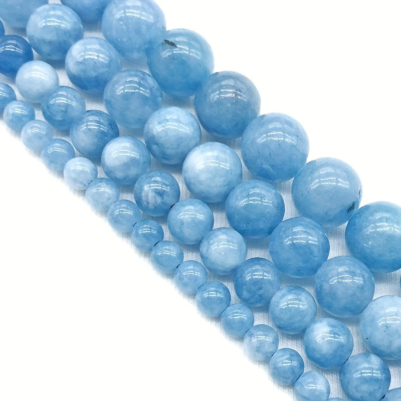 4-12mm Aquamarine Chalcedony Stone Round Loose Beads For DIY Special Elegant Bracelet Necklace Female Ear Charms Handmade String Jewelry Making Craft Supplies