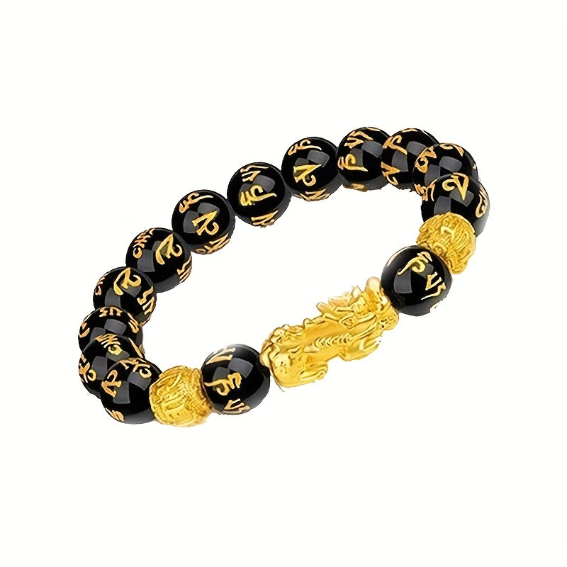 2pcs PIXIU Ring Good Luck Golden Pixiu Bracelet, Bracelet Set For Men And Women, Lucky Wealth Buddhist Jewelry, Adjustable Ring Amulet Wealth Lucky Open Adjustable Ring, Pixiu Bangle Bracelet