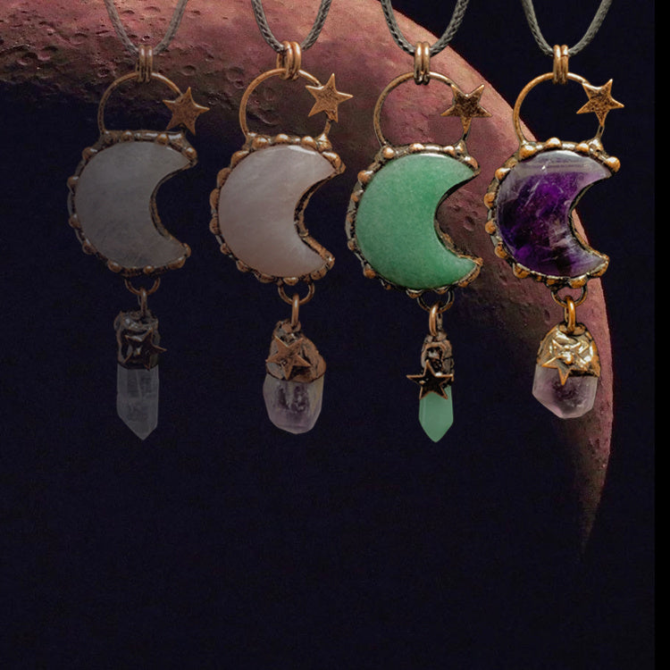 Star Shape Pattern Natural Crystal Stone Pendant Bead For DIY Jewelry Making Halloween Decoration