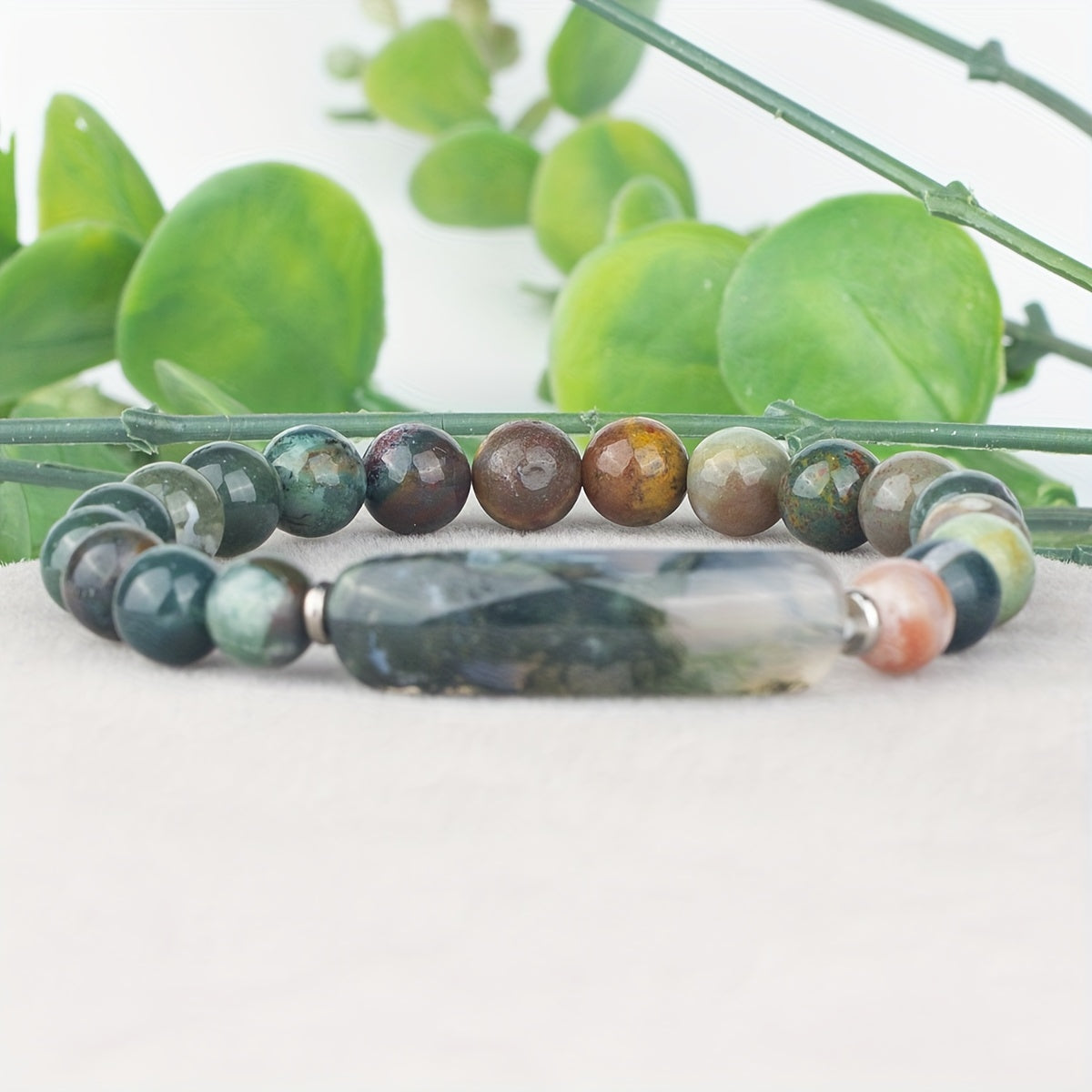 1pc Natural Semi-Precious Stone Rectangular Body Energy Yoga Bracelet, Father's Day Gift