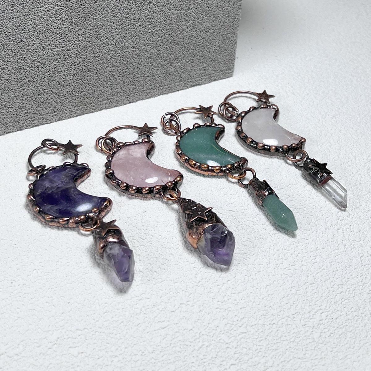 Star Shape Pattern Natural Crystal Stone Pendant Bead For DIY Jewelry Making Halloween Decoration