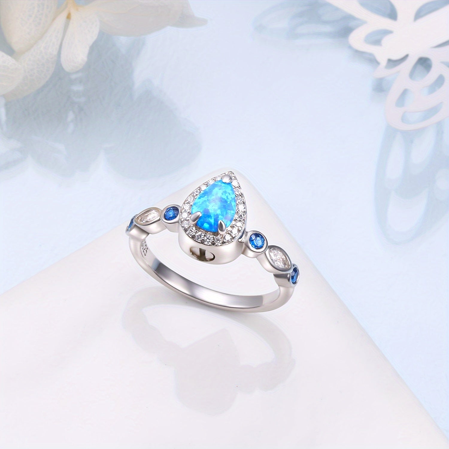 Urn Rings For 925 Ashes For Women 925 Sterling Silver Teardrop Hold Loved Ones Ashes Cremation Rings Synthetic Opal Keepsake Urn Ring Memorial Jewelry Gift For Ashes For Women