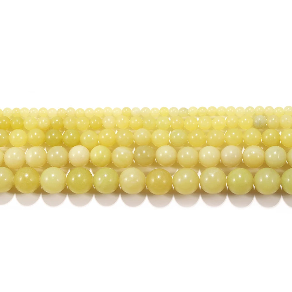 1strand Lemon Yellow Chalcedony 4 6 8 10mm Round Polished Jades Loose Beads Handmade Bracelet Accessory For Jewelry Making