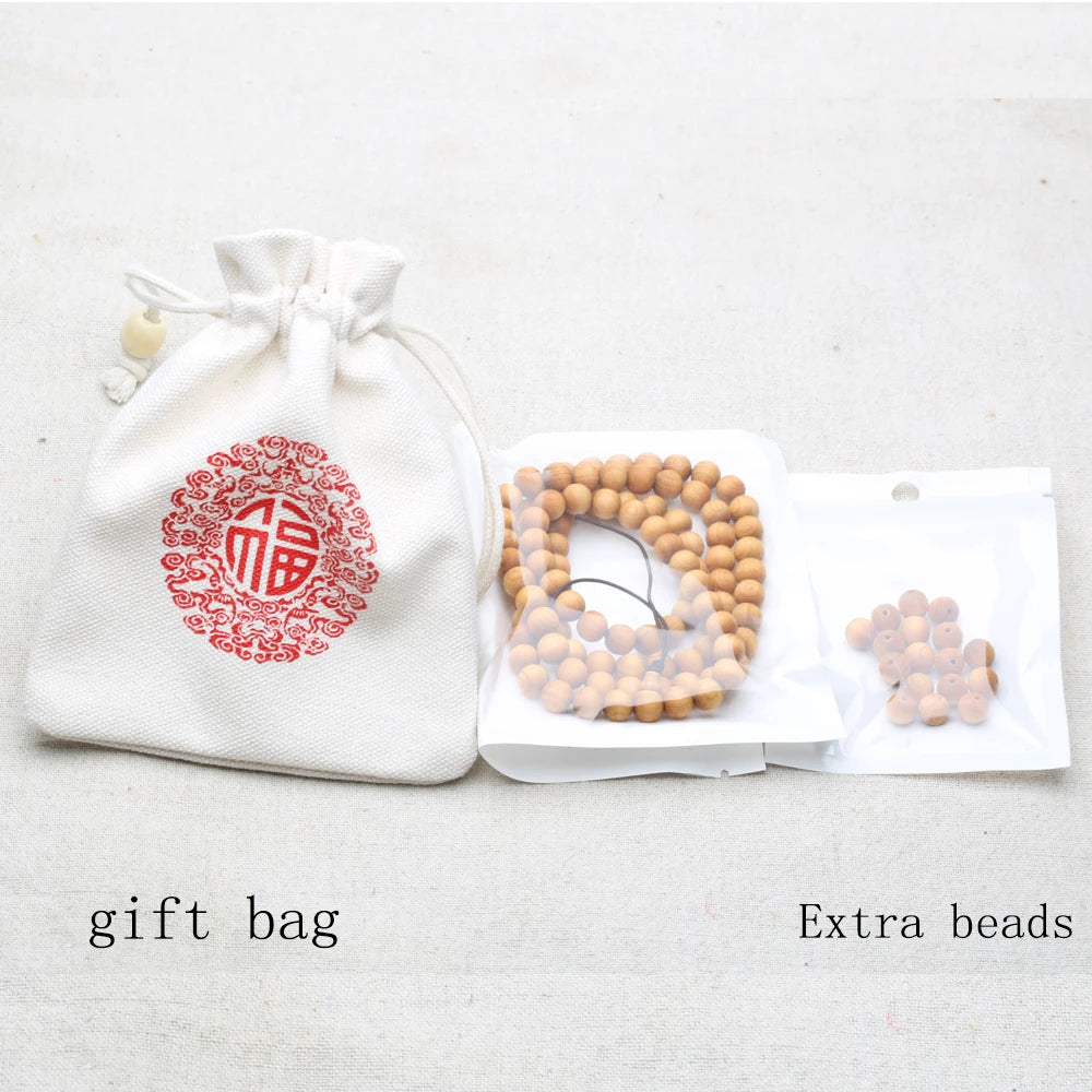 8mm Genuine Sandalwood Bead Necklace Sandalwood Wrist Mala Bracelet Rosary Unisex