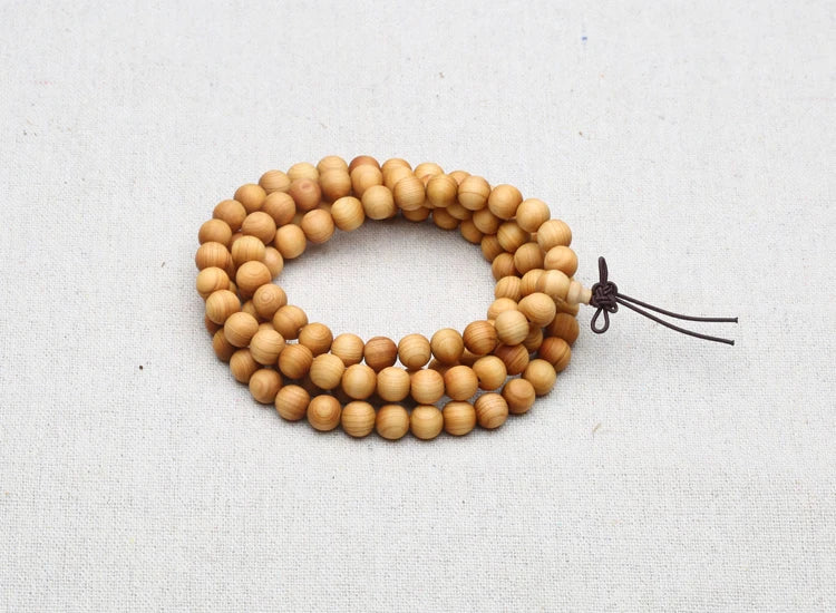 8mm Genuine Sandalwood Bead Necklace Sandalwood Wrist Mala Bracelet Rosary Unisex