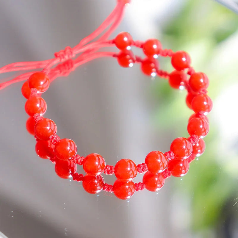 سوار كريستال عالي الجودة للبيع بالجملة، سوار من العقيق الأحمر، سوار محبوك من الكريستال للعناية الذاتية بالشفاء