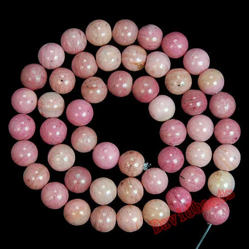 خرز دائري من حجر الرودونيت الأحمر الطبيعي، مقاس 15.5 بوصة، 4، 6، 8، 10، 12 مم، اختر المقاس