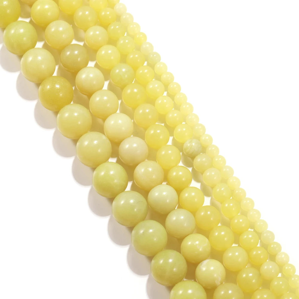 1strand Lemon Yellow Chalcedony 4 6 8 10mm Round Polished Jades Loose Beads Handmade Bracelet Accessory For Jewelry Making