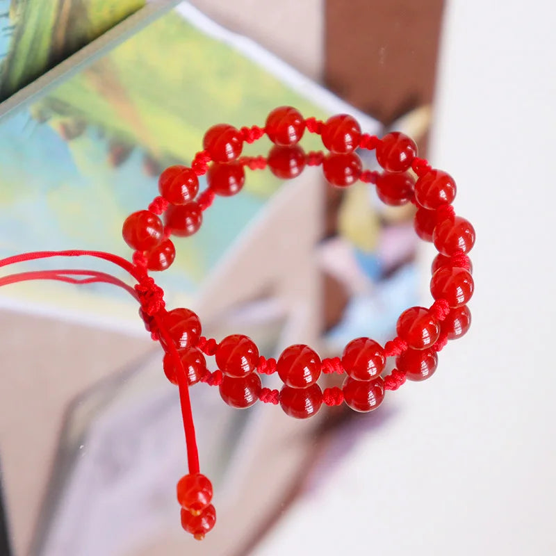 سوار كريستال عالي الجودة للبيع بالجملة، سوار من العقيق الأحمر، سوار محبوك من الكريستال للعناية الذاتية بالشفاء