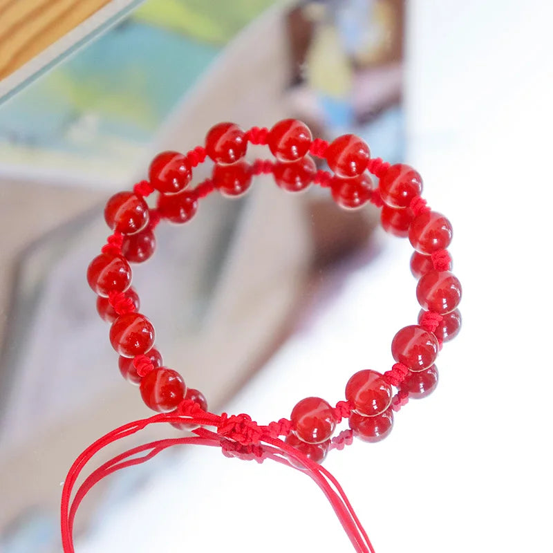 سوار كريستال عالي الجودة للبيع بالجملة، سوار من العقيق الأحمر، سوار محبوك من الكريستال للعناية الذاتية بالشفاء