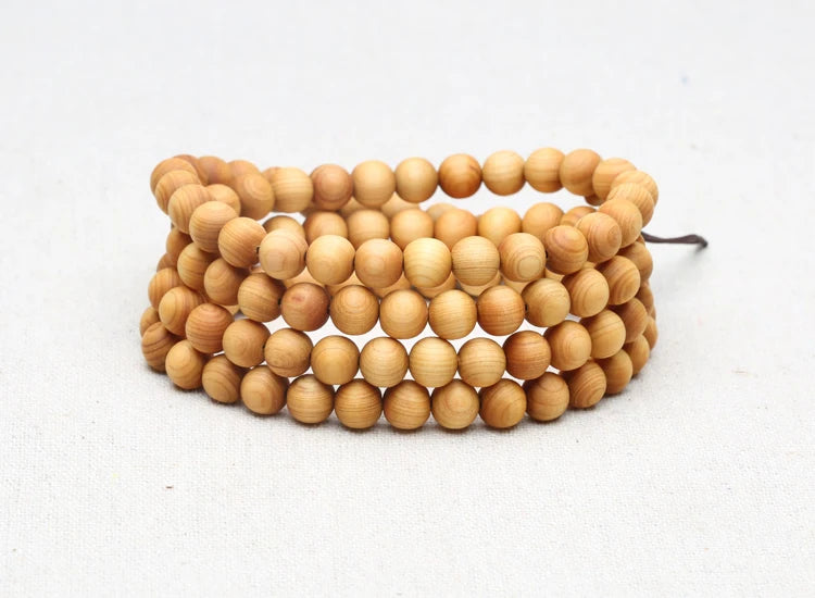 8mm Genuine Sandalwood Bead Necklace Sandalwood Wrist Mala Bracelet Rosary Unisex