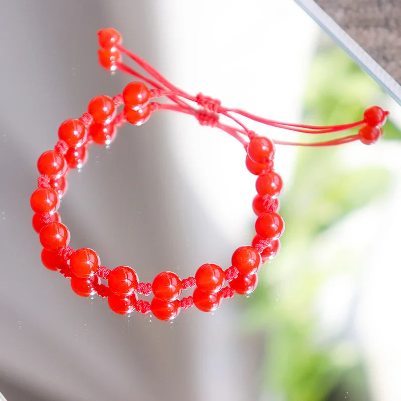 سوار كريستال عالي الجودة للبيع بالجملة، سوار من العقيق الأحمر، سوار محبوك من الكريستال للعناية الذاتية بالشفاء