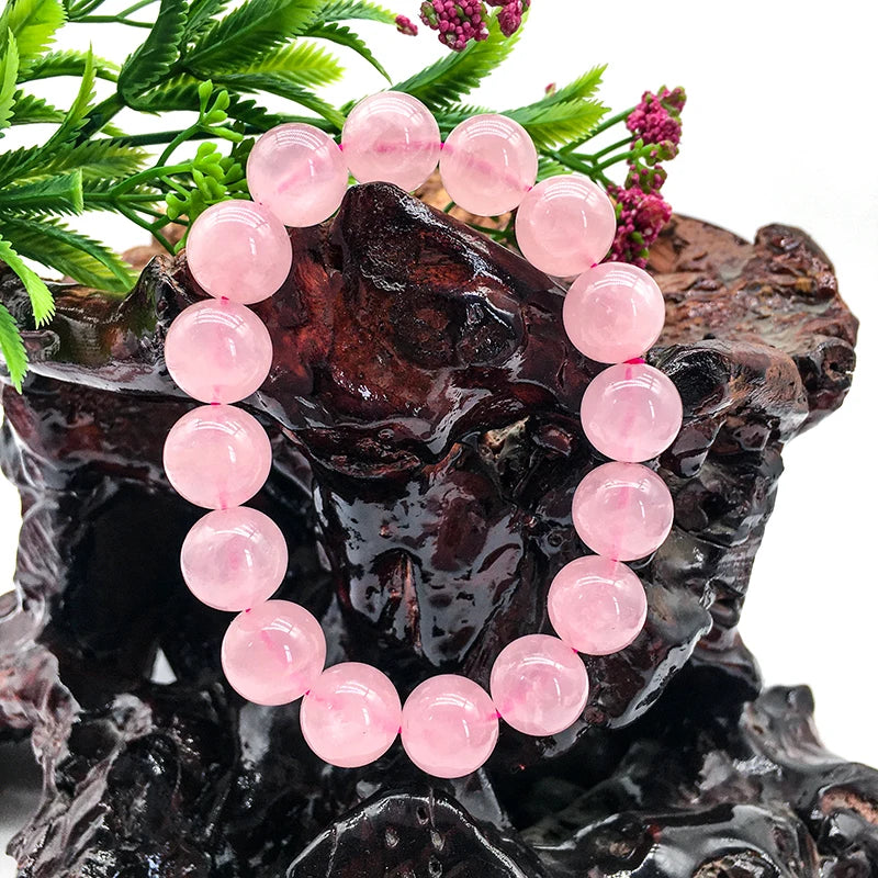 Wholesale 8mm 10mm Rose Quartz Bracelet Natural Gemstone Jewelry Rose Quartz Stretch Bracelet Crystal Bracelet for Gift