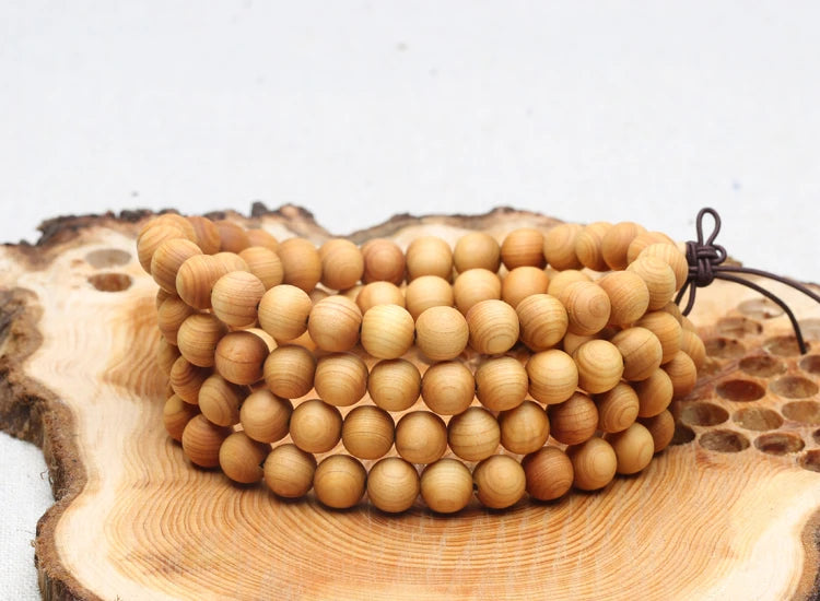 8mm Genuine Sandalwood Bead Necklace Sandalwood Wrist Mala Bracelet Rosary Unisex