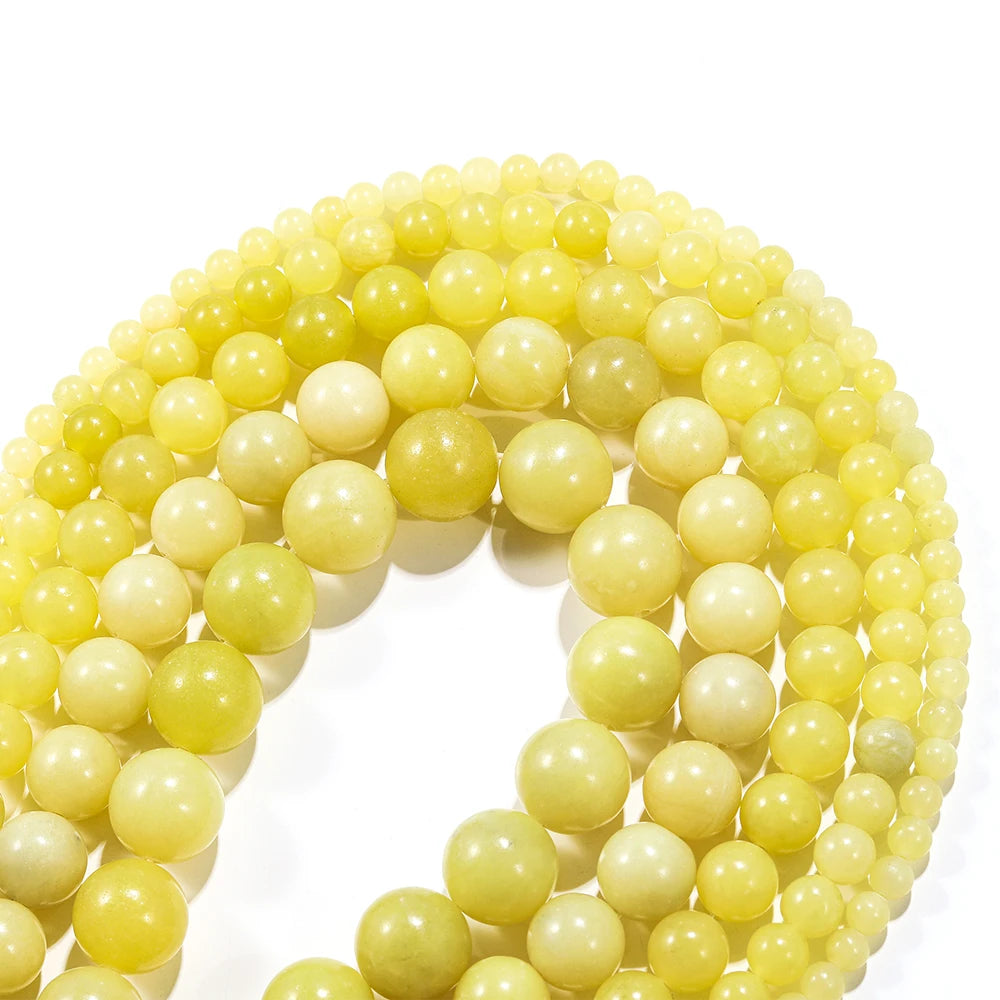 1strand Lemon Yellow Chalcedony 4 6 8 10mm Round Polished Jades Loose Beads Handmade Bracelet Accessory For Jewelry Making