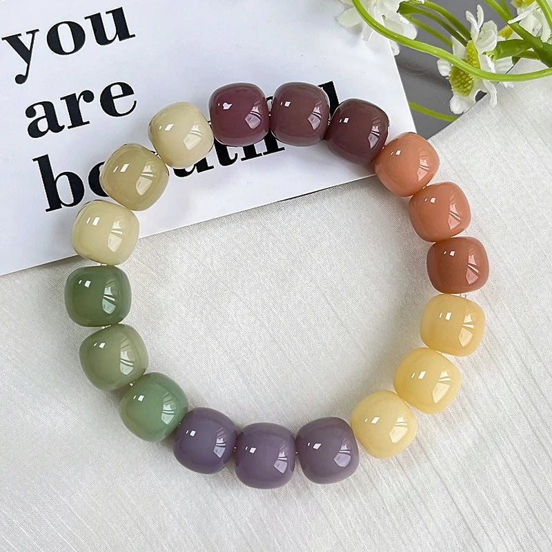 Bodhi Root Bracelet Bracelet Gradual Green Bodhi Handle Single Circle Vintage Buddha Beads Wrapped Around Fingers Soft