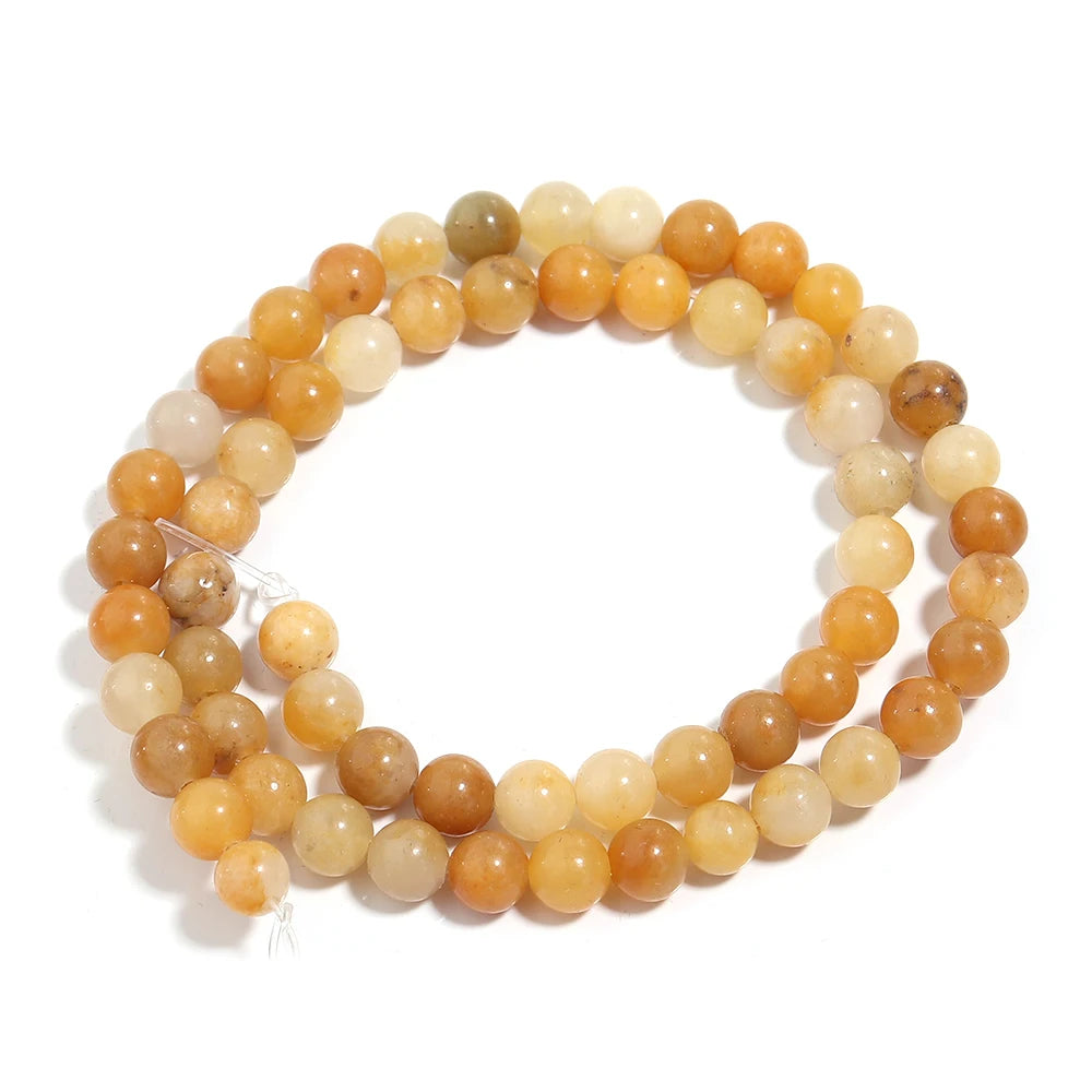 خرز Louleur من الحجر الطبيعي من اليشم الأصفر من الأفينتورين، مكون من خيط واحد، لصنع أساور وقلادات ومجوهرات يدوية الصنع