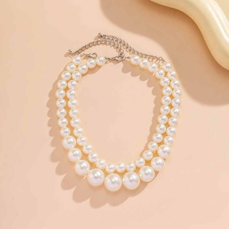 F42F Pearls Necklace Pearls Beads Necklace Pearls Material Party Jewelry for Daily