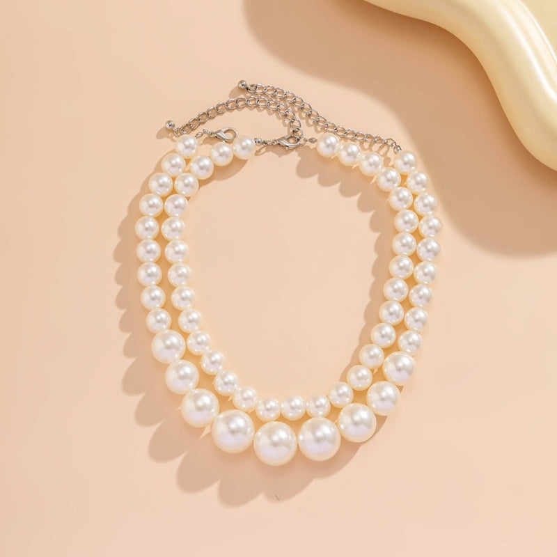 F42F Pearls Necklace Pearls Beads Necklace Pearls Material Party Jewelry for Daily