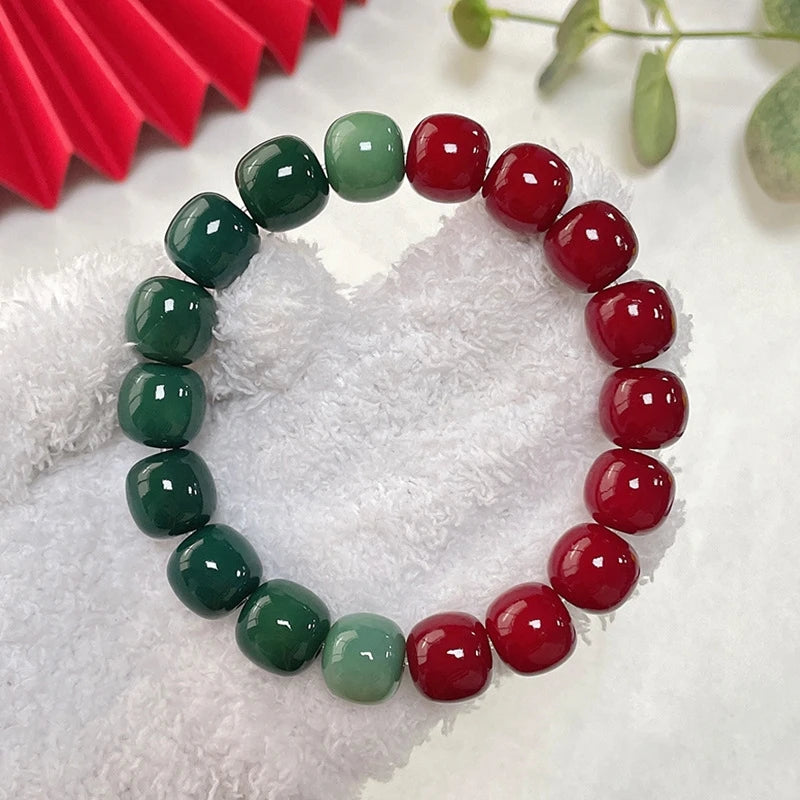 Bodhi Root Bracelet Bracelet Gradual Green Bodhi Handle Single Circle Vintage Buddha Beads Wrapped Around Fingers Soft
