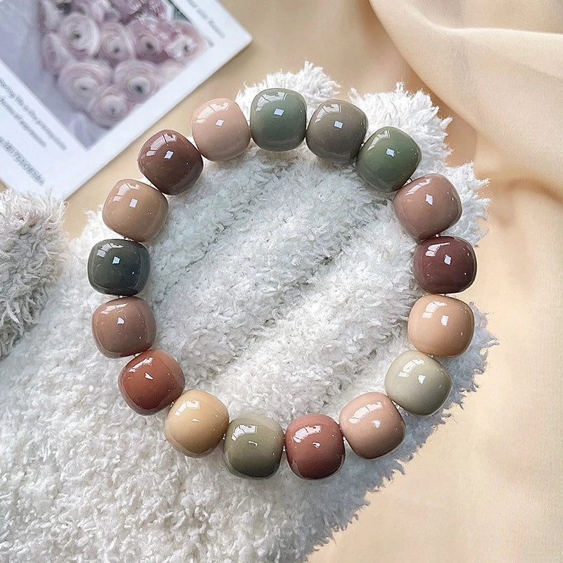 Bodhi Root Bracelet Bracelet Gradual Green Bodhi Handle Single Circle Vintage Buddha Beads Wrapped Around Fingers Soft