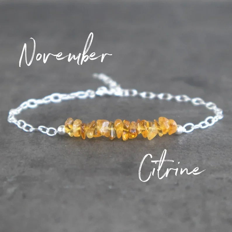 Raw Citrine Bracelet, Abundance Bracelet, November Birthstone Bracelet, Natural Citrine Jewelry, Healing Crystal Bracelets