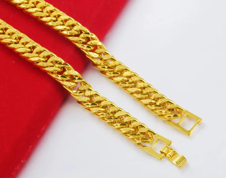 12mm 925 Silver Gold Plated Colorful Bracelet Men's and Women's Chain Bracelet Bracelet Wristband African Gold Jewelry