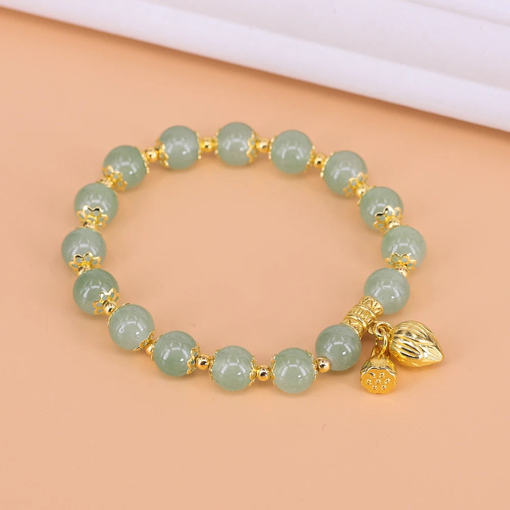 VENTFILLE Gold Color For Women's Hetian Jade Bracelet Leaves Double Layer Jewelry Girls Gifts Dropshipping