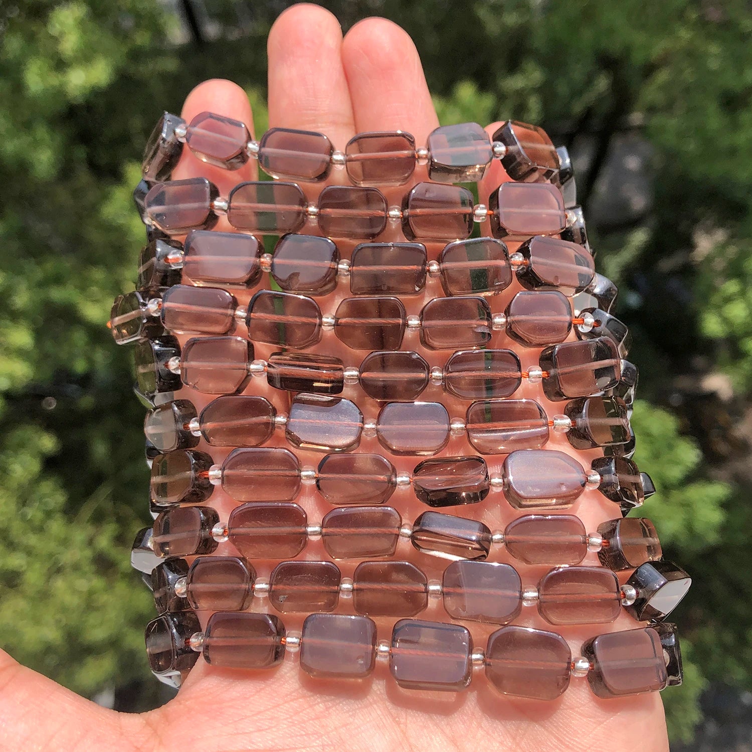 Natural Smoky Quartz Beads Rectangle Brown Crystal Loose Spacer Bead For Jewelry Making Bracelet Necklace Accessories 12x8.5mm