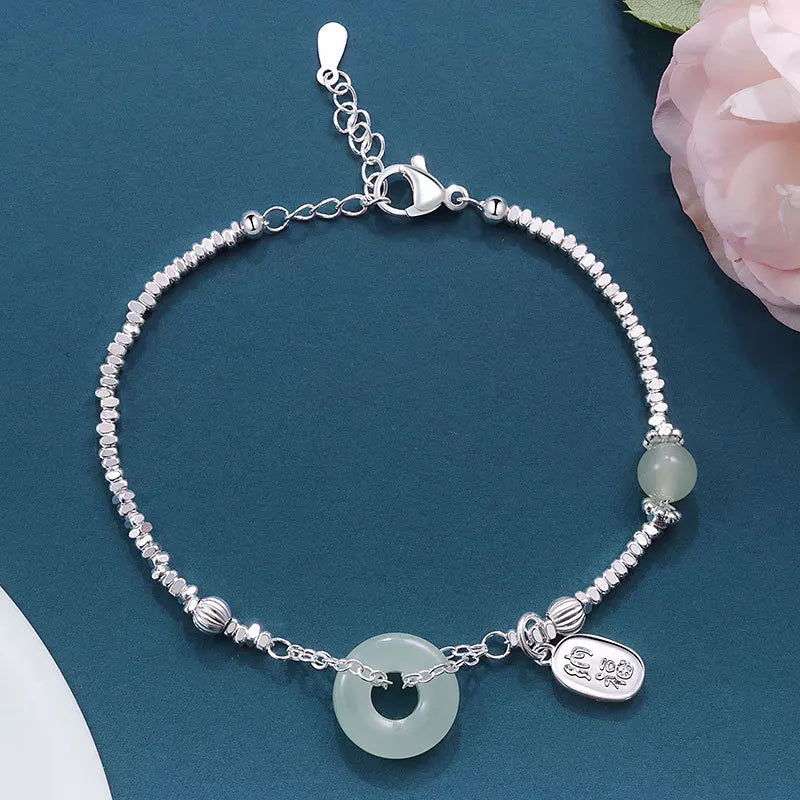 VENTFILLE Gold Color For Women's Hetian Jade Bracelet Leaves Double Layer Jewelry Girls Gifts Dropshipping