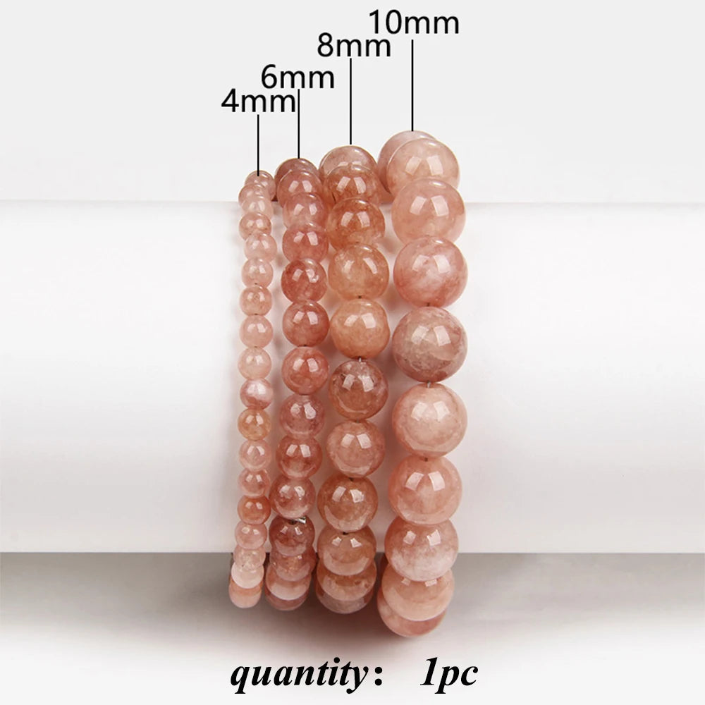 1PC Sunstone Bracelet 4/6/8/10MM Natural Sunstone Bead Stretch Elastic Cord Bangle Wristband Handmade Jewewlry Gift For Women