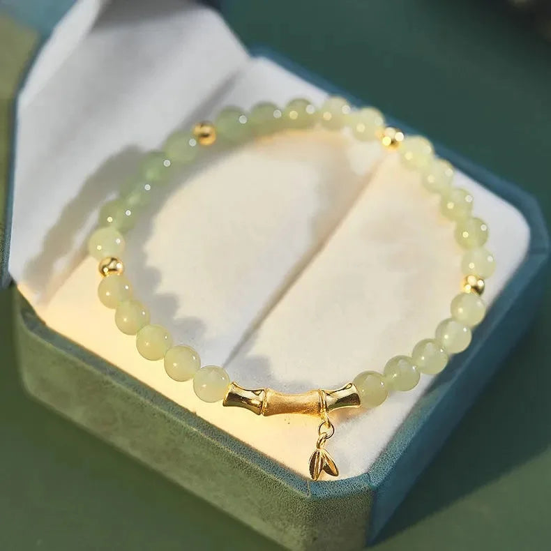 VENTFILLE Gold Color For Women's Hetian Jade Bracelet Leaves Double Layer Jewelry Girls Gifts Dropshipping