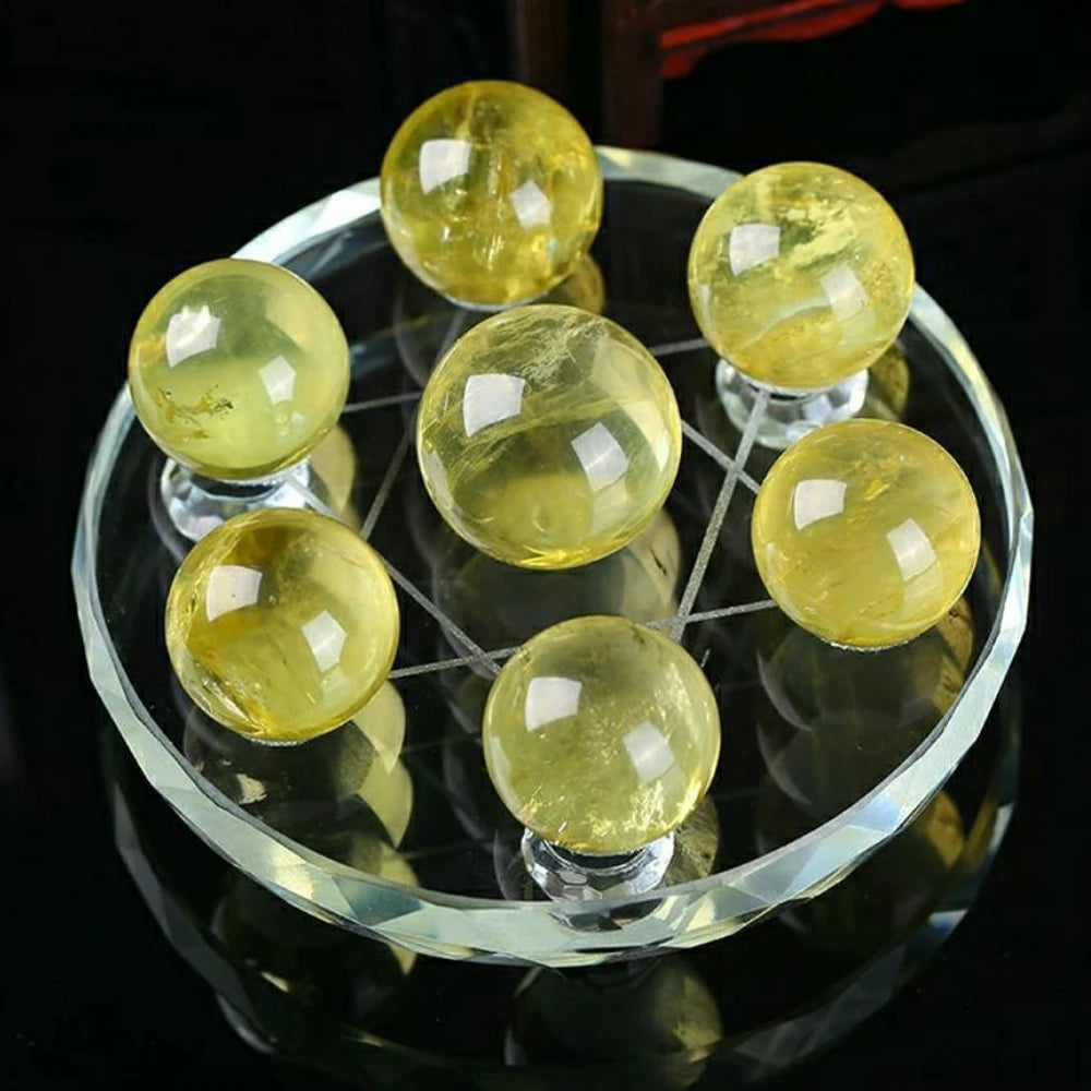 Citrine Seven Star Formation FengShui Natural Citrine Ball Seven Star Formation Crystal Sphere Home Decoration