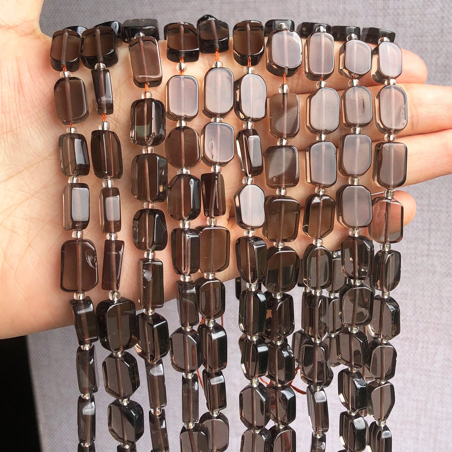 Natural Smoky Quartz Beads Rectangle Brown Crystal Loose Spacer Bead For Jewelry Making Bracelet Necklace Accessories 12x8.5mm