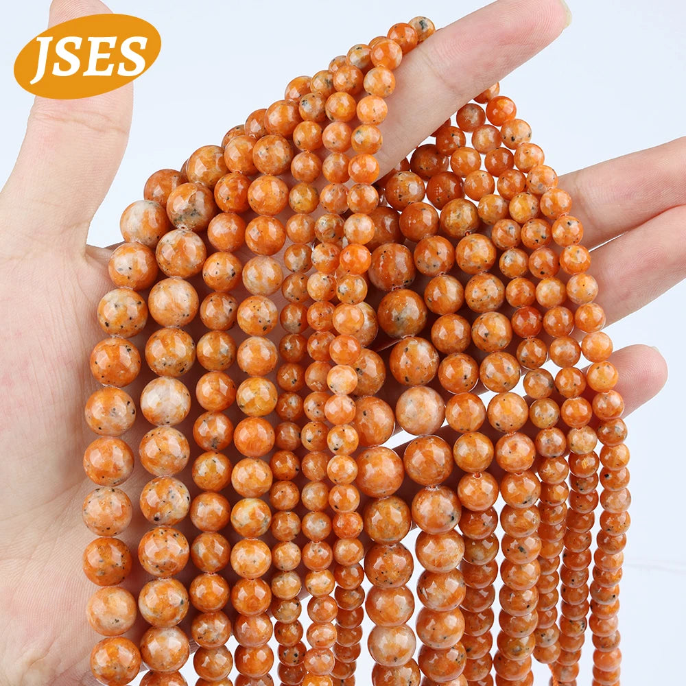 Natural Orange Calcite Stone Bead Round Jewellery Loose Spacer Ball Beads Gemstone 6/8/10mm for Jewelry Making DIY Accessories