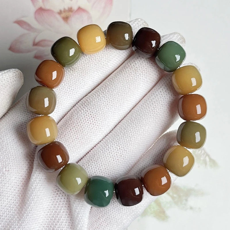Bodhi Root Bracelet Bracelet Gradual Green Bodhi Handle Single Circle Vintage Buddha Beads Wrapped Around Fingers Soft