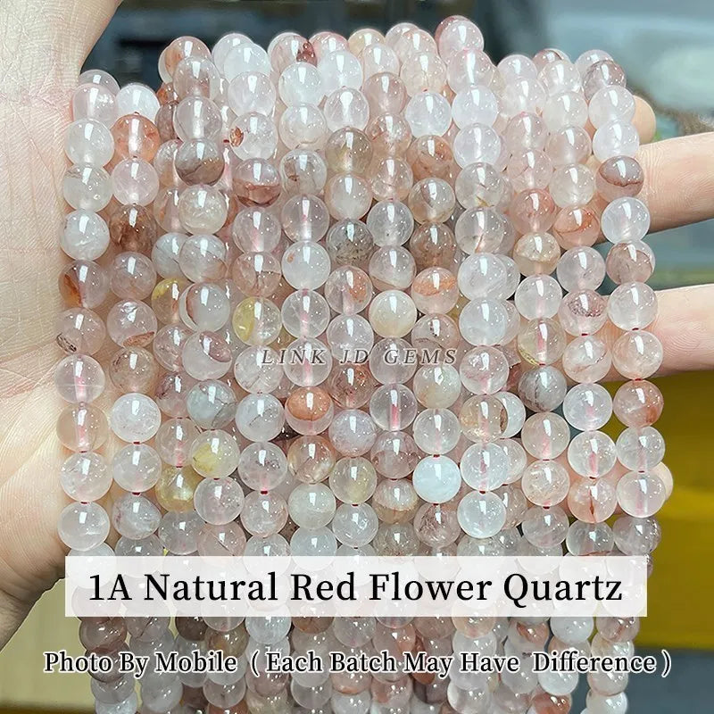 Natural Red Flower Quartz Beads Crystal Stone Round Loose Beads 4 6 8 10 12MM For Jewelry Making DIY Bracelet Necklace Accessory