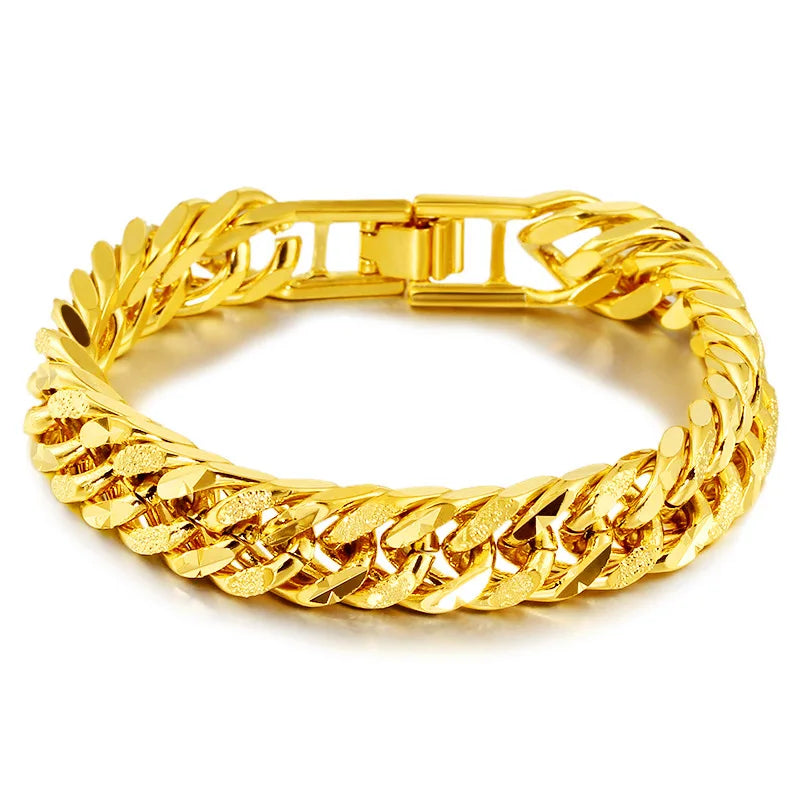 12mm 925 Silver Gold Plated Colorful Bracelet Men's and Women's Chain Bracelet Bracelet Wristband African Gold Jewelry