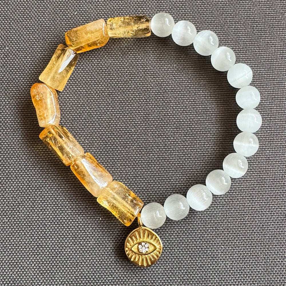 Ruberthen New Design Citrine AAA Grade Selenite Bracelet