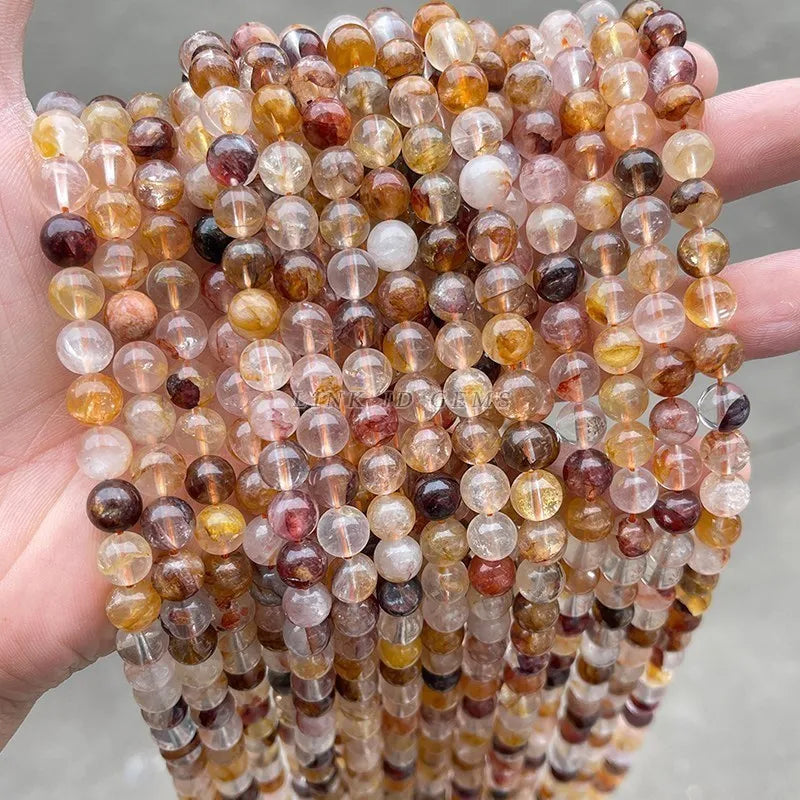 Natural Red Flower Quartz Beads Crystal Stone Round Loose Beads 4 6 8 10 12MM For Jewelry Making DIY Bracelet Necklace Accessory