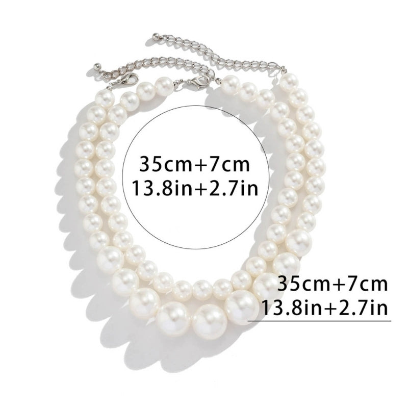 F42F Pearls Necklace Pearls Beads Necklace Pearls Material Party Jewelry for Daily
