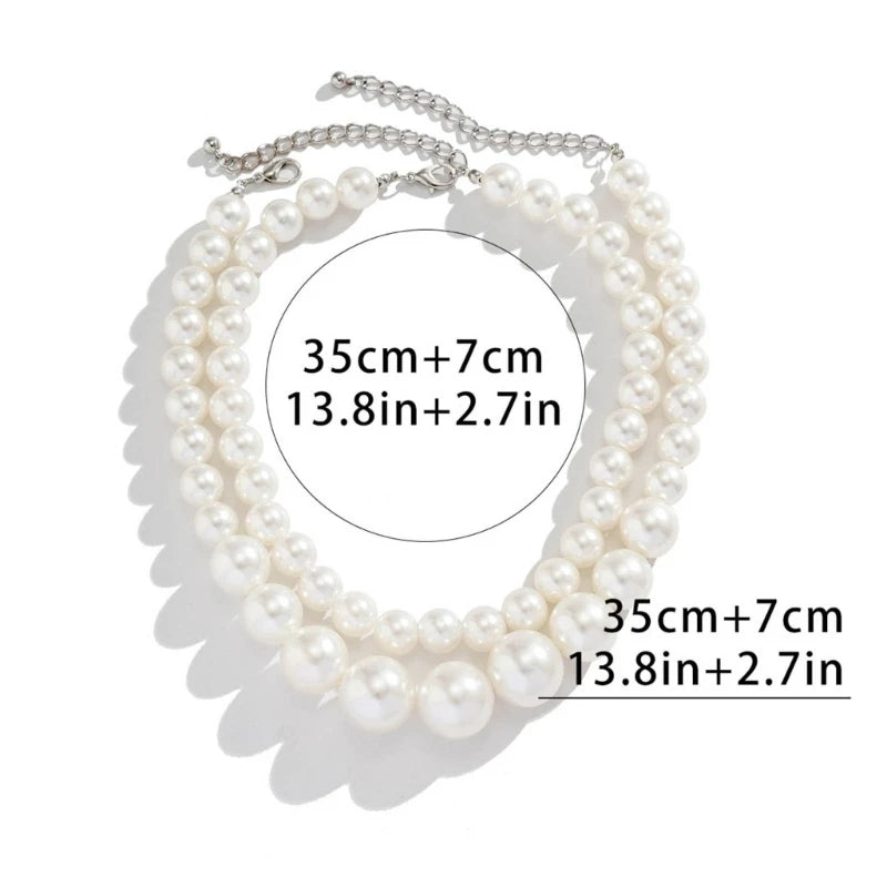 F42F Pearls Necklace Pearls Beads Necklace Pearls Material Party Jewelry for Daily