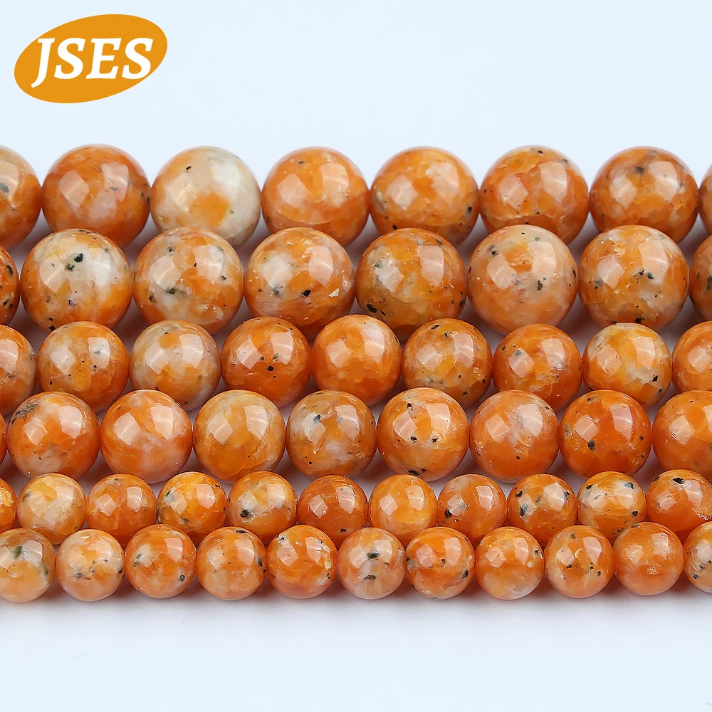 Natural Orange Calcite Stone Bead Round Jewellery Loose Spacer Ball Beads Gemstone 6/8/10mm for Jewelry Making DIY Accessories