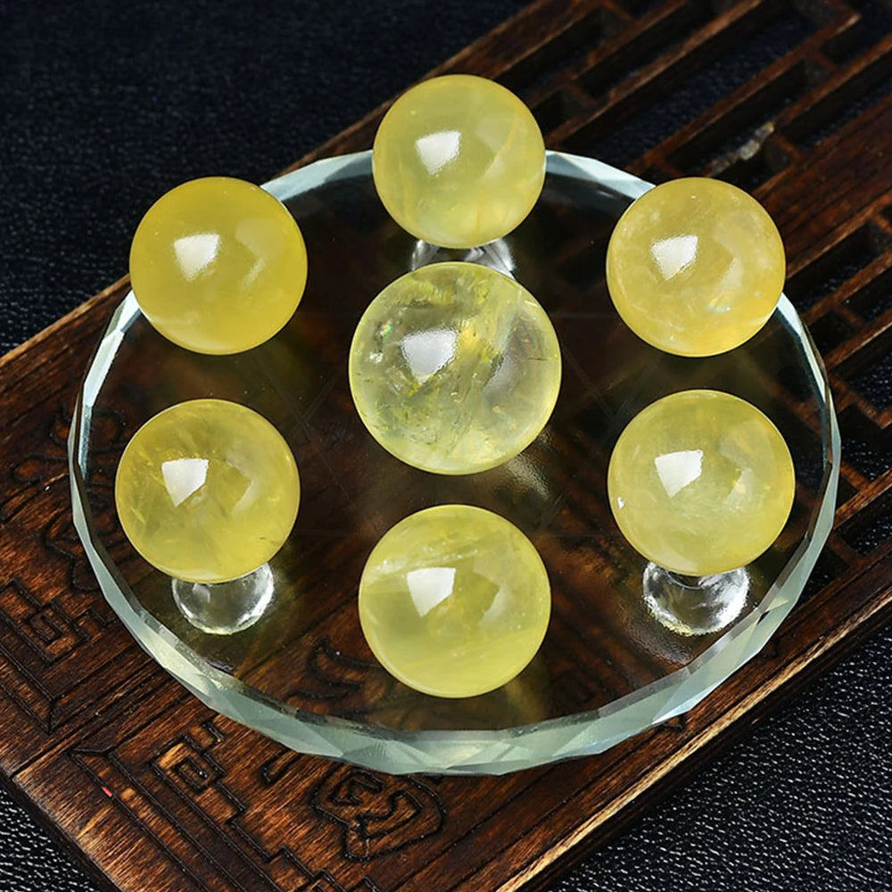 Citrine Seven Star Formation FengShui Natural Citrine Ball Seven Star Formation Crystal Sphere Home Decoration