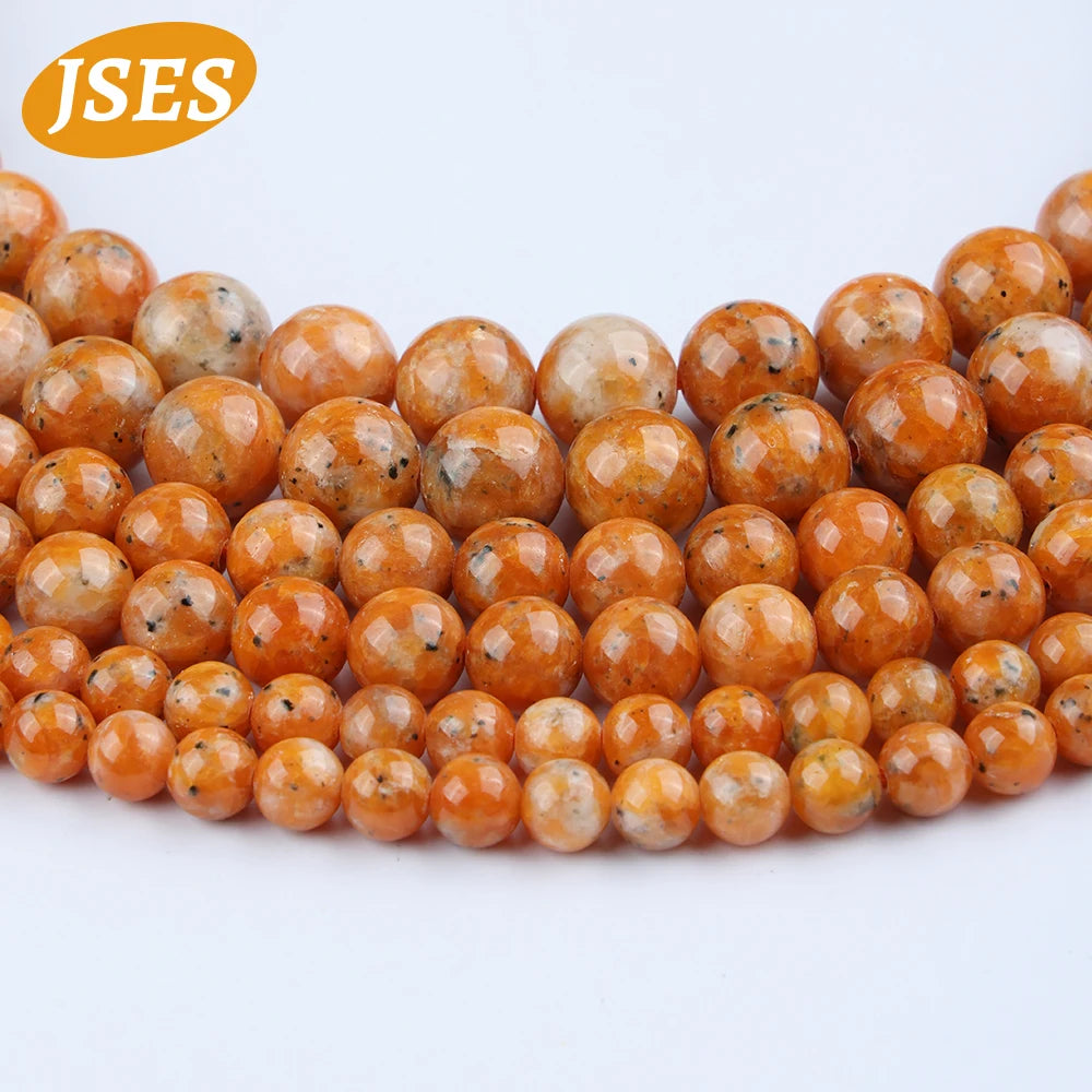 Natural Orange Calcite Stone Bead Round Jewellery Loose Spacer Ball Beads Gemstone 6/8/10mm for Jewelry Making DIY Accessories