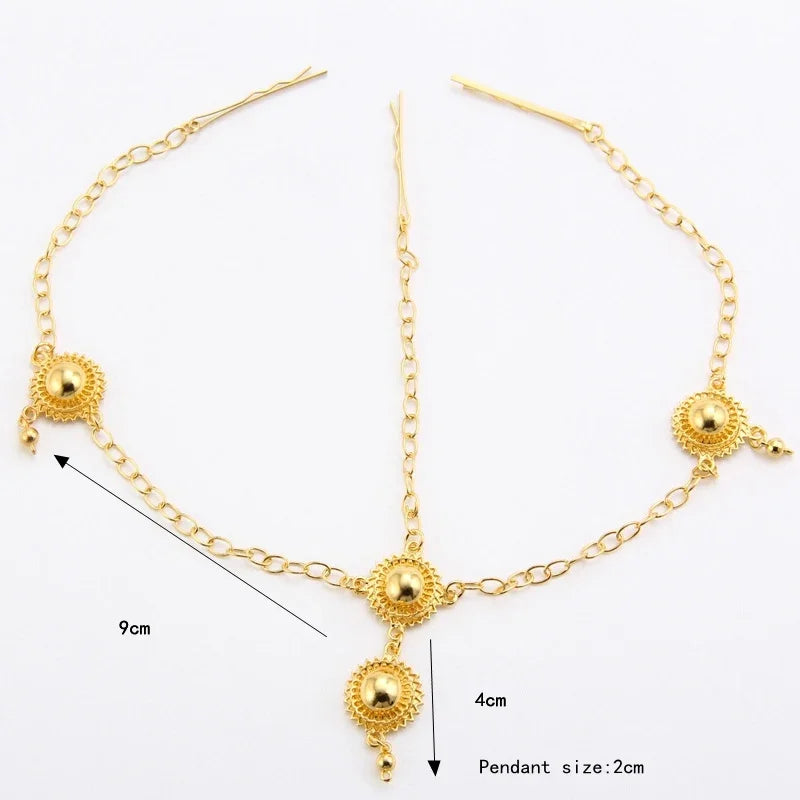 Shamty Pure Gold Color Hairwear Headwear African Nigeria Sudan Eritrea Kenya Wedding Head African Jewelry Dubai