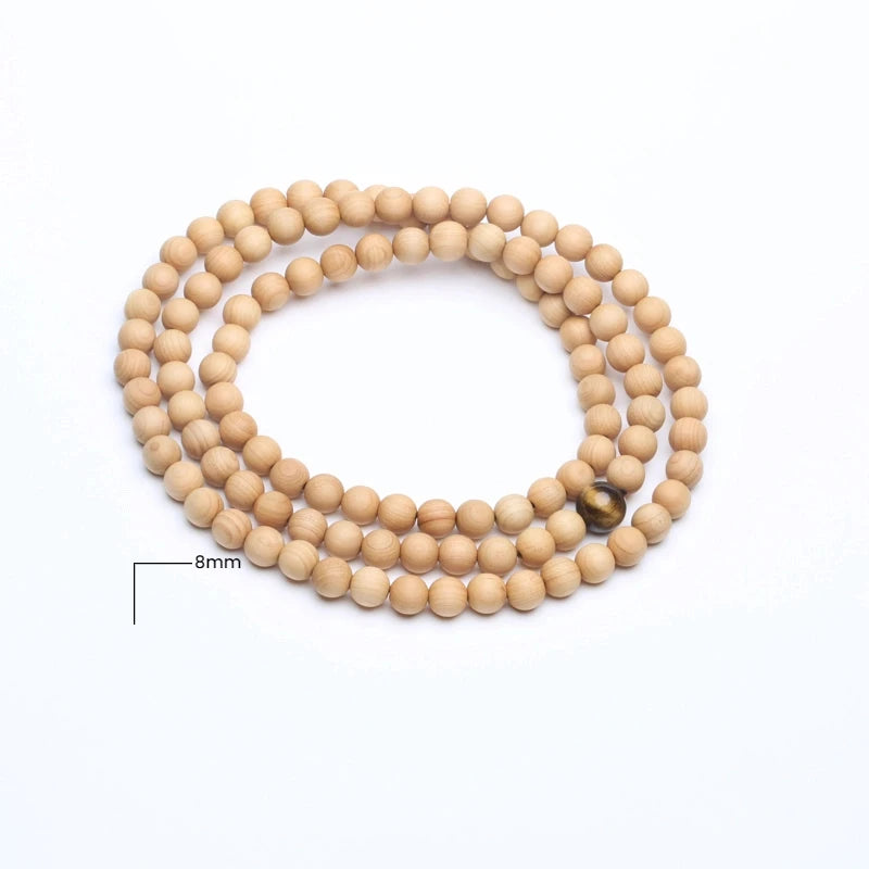 8mm Genuine Sandalwood Bead Necklace Sandalwood Wrist Mala Bracelet Rosary Unisex