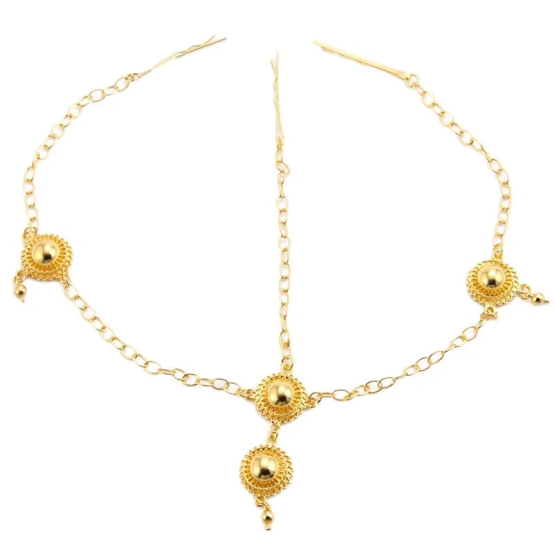 Shamty Pure Gold Color Hairwear Headwear African Nigeria Sudan Eritrea Kenya Wedding Head African Jewelry Dubai