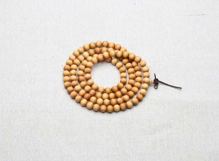 8mm Genuine Sandalwood Bead Necklace Sandalwood Wrist Mala Bracelet Rosary Unisex