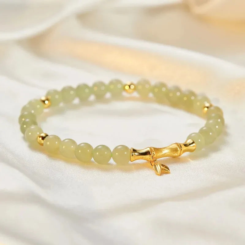 VENTFILLE Gold Color For Women's Hetian Jade Bracelet Leaves Double Layer Jewelry Girls Gifts Dropshipping